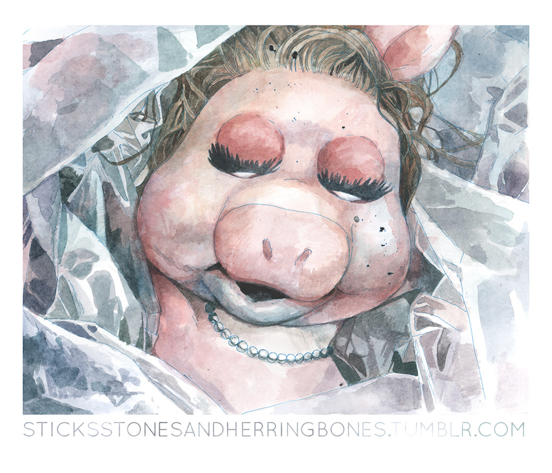 Illustration for article titled Pig, wrapped in plastic: Tumblr artist mashes up Twin Peaks and The Muppets